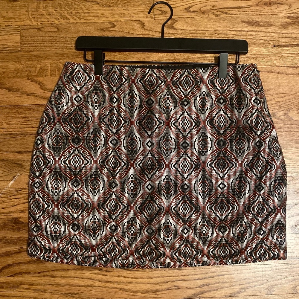 Geometric, embroidered-style A-line mini skirt
